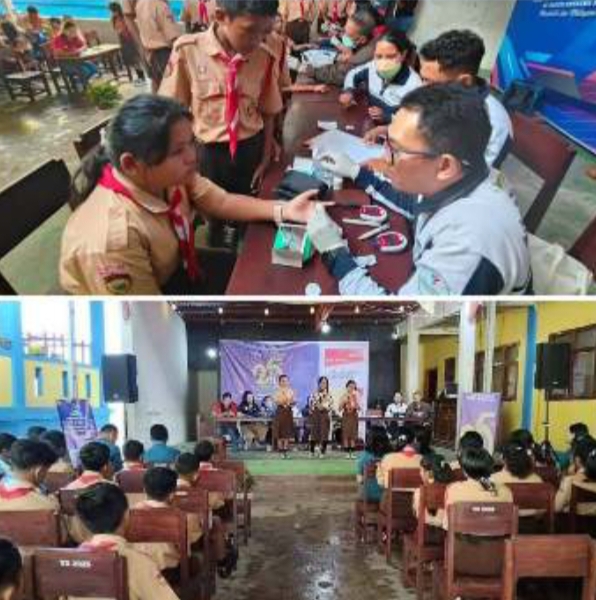 Pemeriksaan kesehatan gratis dan sosialisasi anti bullying di SMPK St. Fransiskus Ruteng oleh Puskesmas Kota Ruteng pada Jumat (17/10/2025).