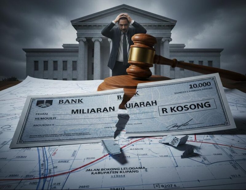 Ilustrasi proyek jalan dan cek kosong pada proyek Bokong–Lelogama, Kabupaten Kupang.Foto:(Doc.Ilustrasi)