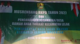 Spanduk Musrenbang RKPD 2027 dan pencanangan Kecamatan/Desa Ramah Anak di Kecamatan Lelak, Rejeng, Kabupaten Manggarai (12–13 Februari 2026).Foto:(Doc.Newsline/SRT)