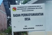 Papan nama Badan Permusyawaratan Desa (BPD) Desa Loonuna, Kecamatan Lamaknen Selatan, Kabupaten Belu.(Foto: Istimewa)