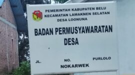 Papan nama Badan Permusyawaratan Desa (BPD) Desa Loonuna, Kecamatan Lamaknen Selatan, Kabupaten Belu.(Foto: Istimewa)