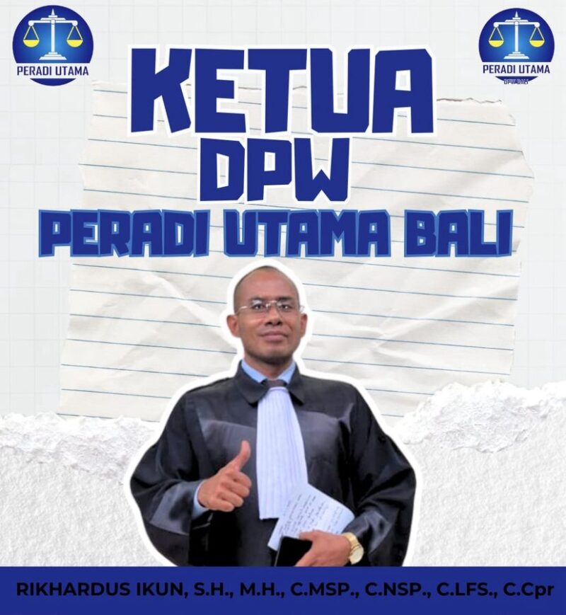 Advokat Rikhardus Ikun, S.H., M.H., C.MSP., C.NSP., C.LFS., C.CPr. selaku Ketua DPW PERADI UTAMA Bali menyampaikan ucapan selamat atas terbentuknya kepengurusan DPW PERADI UTAMA NTT. Sumber Foto Dok: Adv Florianus. 
