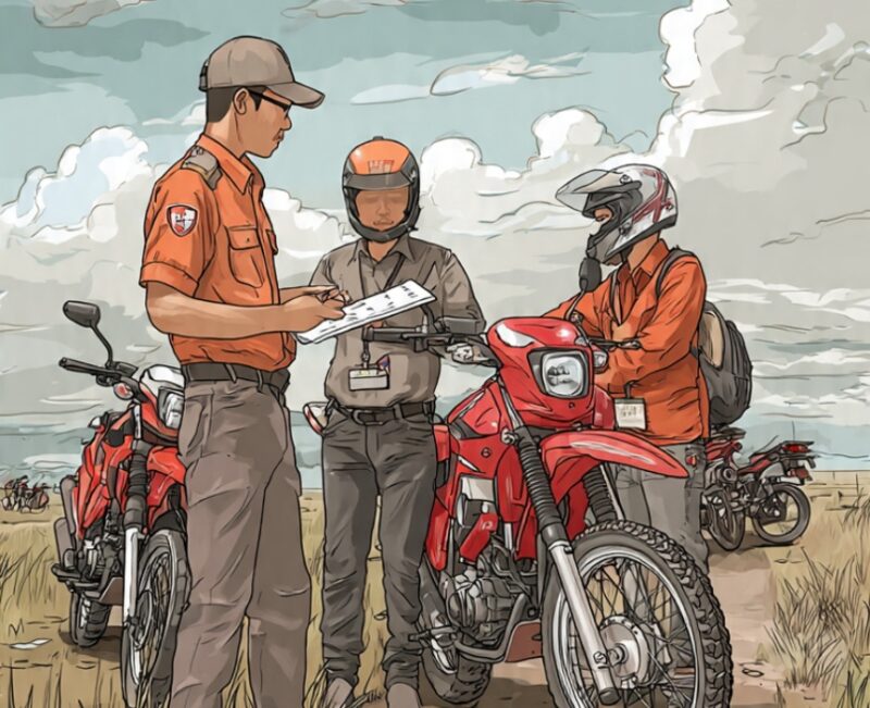 Ilustrasi penarikan sepeda motor secara paksa oleh Oknum debt colector di tempat kerjanya debitor.Foto:Dok.Isth